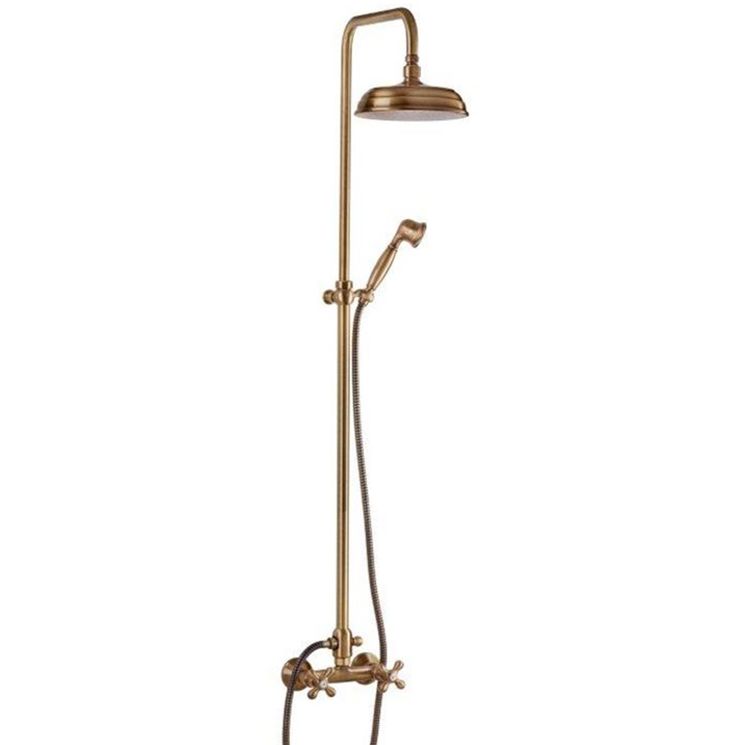 Colonne de douche rétro télescopique avec douche de tête ronde Ø20 cms et mélangeur, bronze, STERLING.