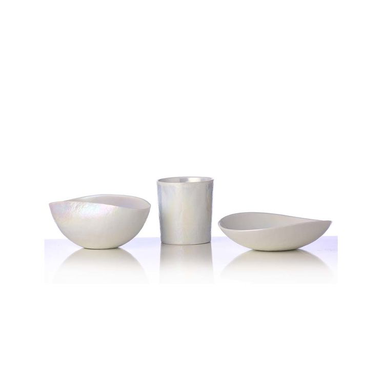 Set de 3 accessoires en verre de Murano finition blanche