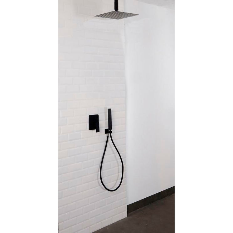 Colonne de douche noire encastrable plafond et carrée, kit complet de douche mitigeur 2 fonctions, MILANO + Noire