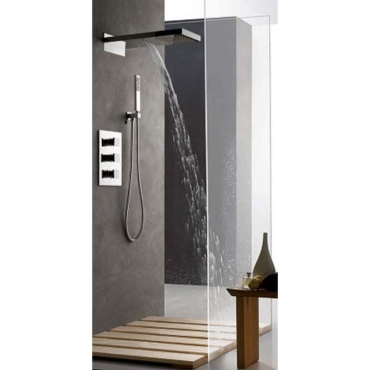 Colonne de douche encastrable thermostatique murale et cascade , complète avec mitigeur 3 fonctions et tuyauteries, TASCADA