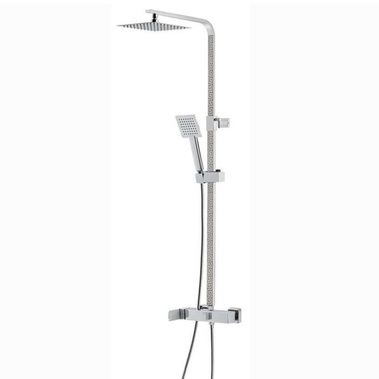 Colonne de douche mécanique avec tube télescopique gravé et douche de tête carrée 20x20 cms, DECO