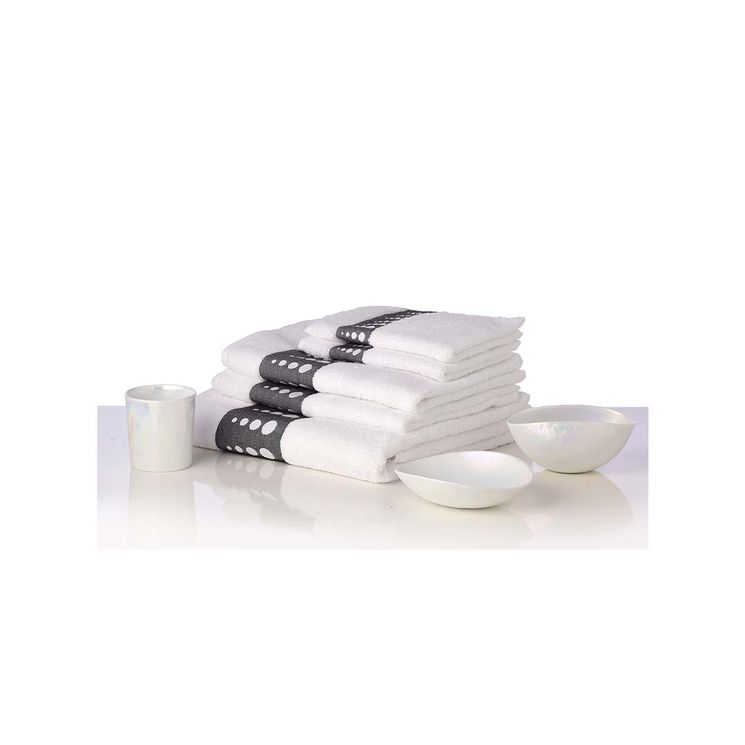 Set de 5 serviettes 100% coton finition blanche
